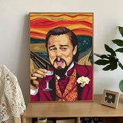 Canvas Wall Art Featuring Modern Scream Inspired Portrait of Leonardo DiCaprio