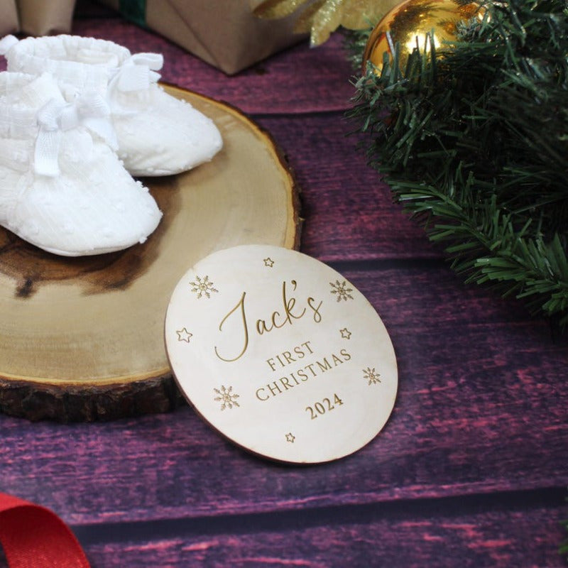 Baby First Christmas Plaque Personalized Keepsake Baby's 1st Holiday Gift