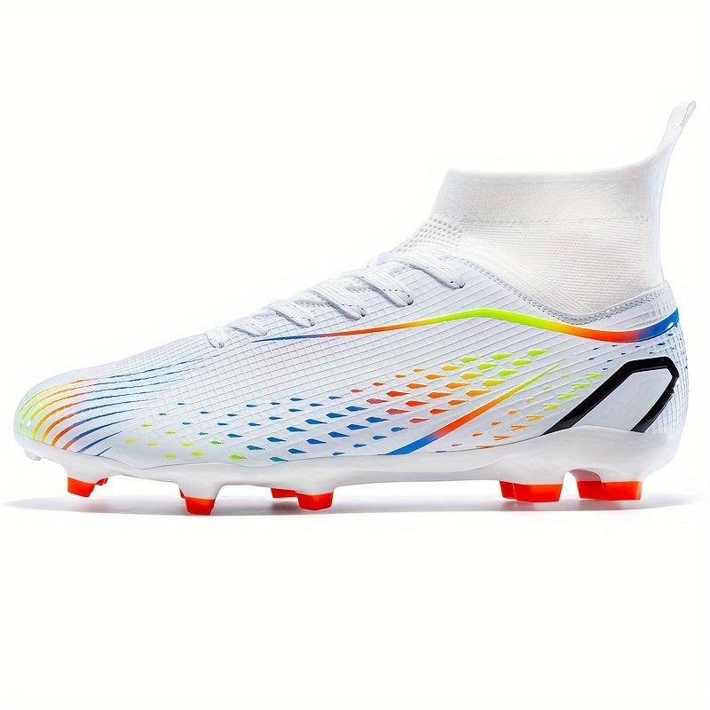 Men's Soccer Cleats FG All-Season Outdoor Sports PU Upper TPU Sole EVA Insole Non-Slip Lace-Up