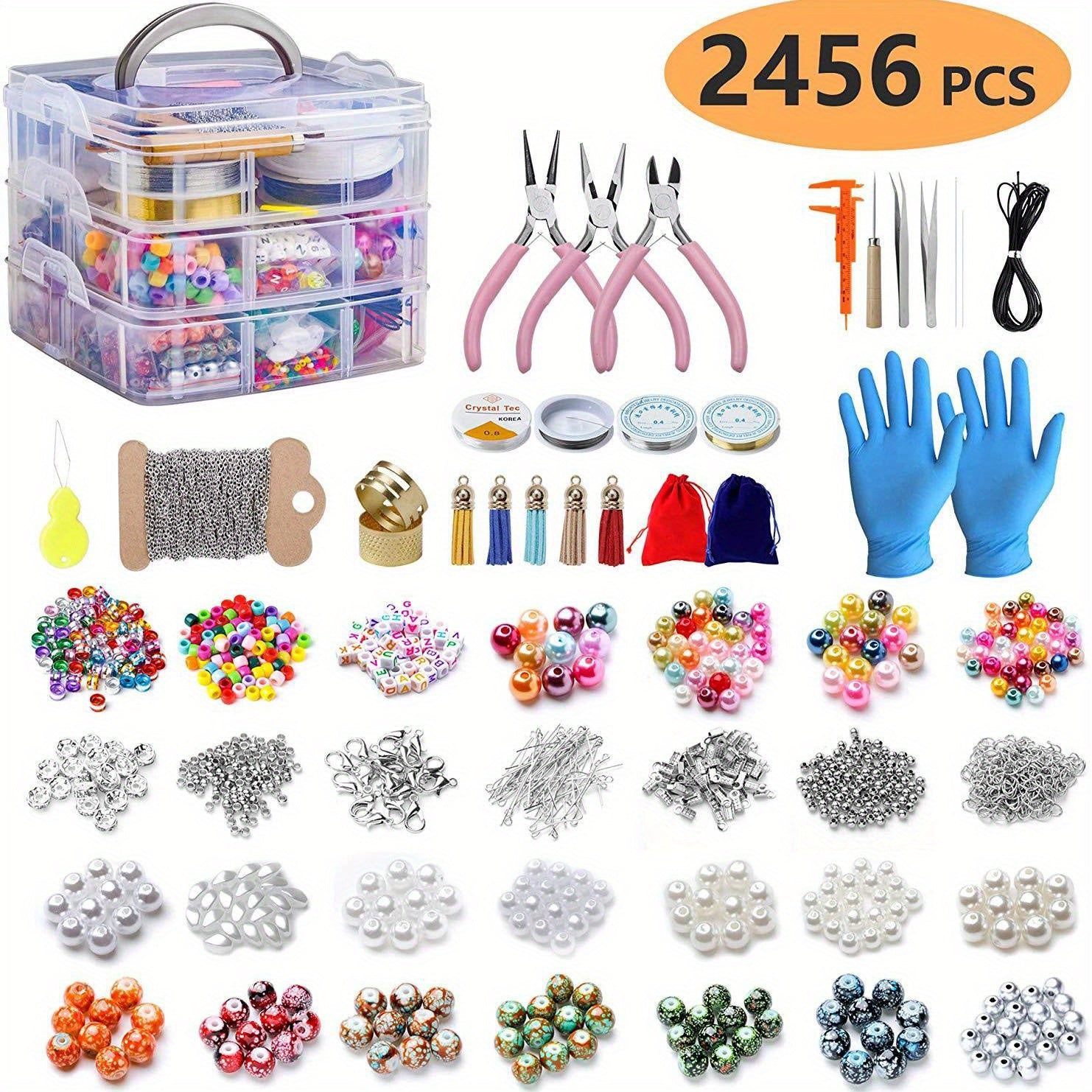 Beaded Jewelry Making Supplies Set for DIY Bracelets Necklaces and Earrings with Storage Box