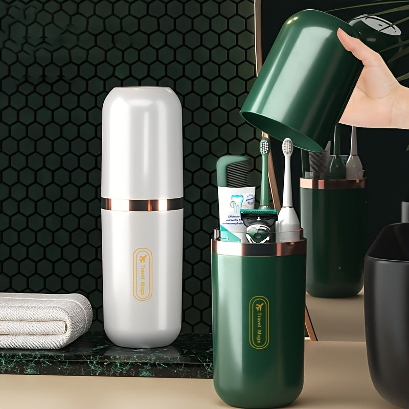 Sayohat uchun tish cho'tkasi va tish pastasini saqlash to'plami, stakan bilan, Oq va Yashil