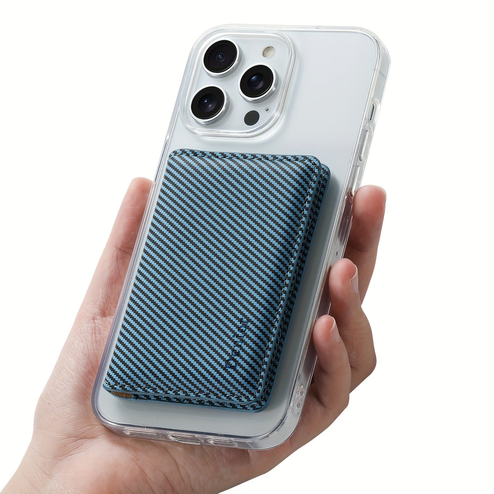 Carbon Fiber Bi-Fold Wallet Case for iPhone 12-16 with Magnetic Closure and Credit Card Slot