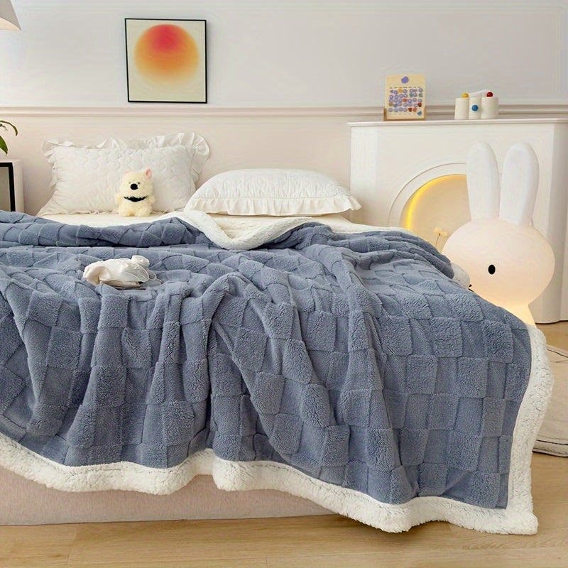 Double-Layer Taffeta Knitted Throw Blanket Cozy Warm Soft All-Season Bed Couch Travel