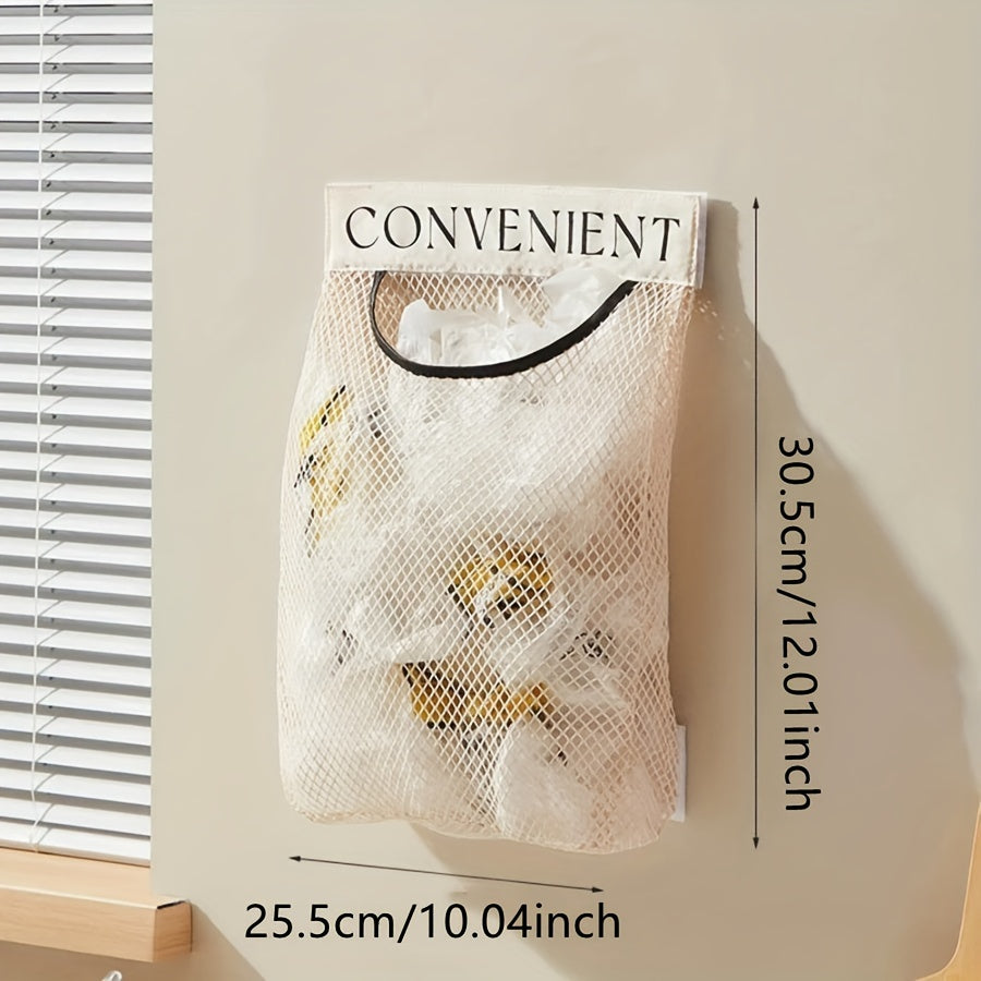 Mesh Storage Bag Wall Mount Garbage and Shopping Bag Organizer
