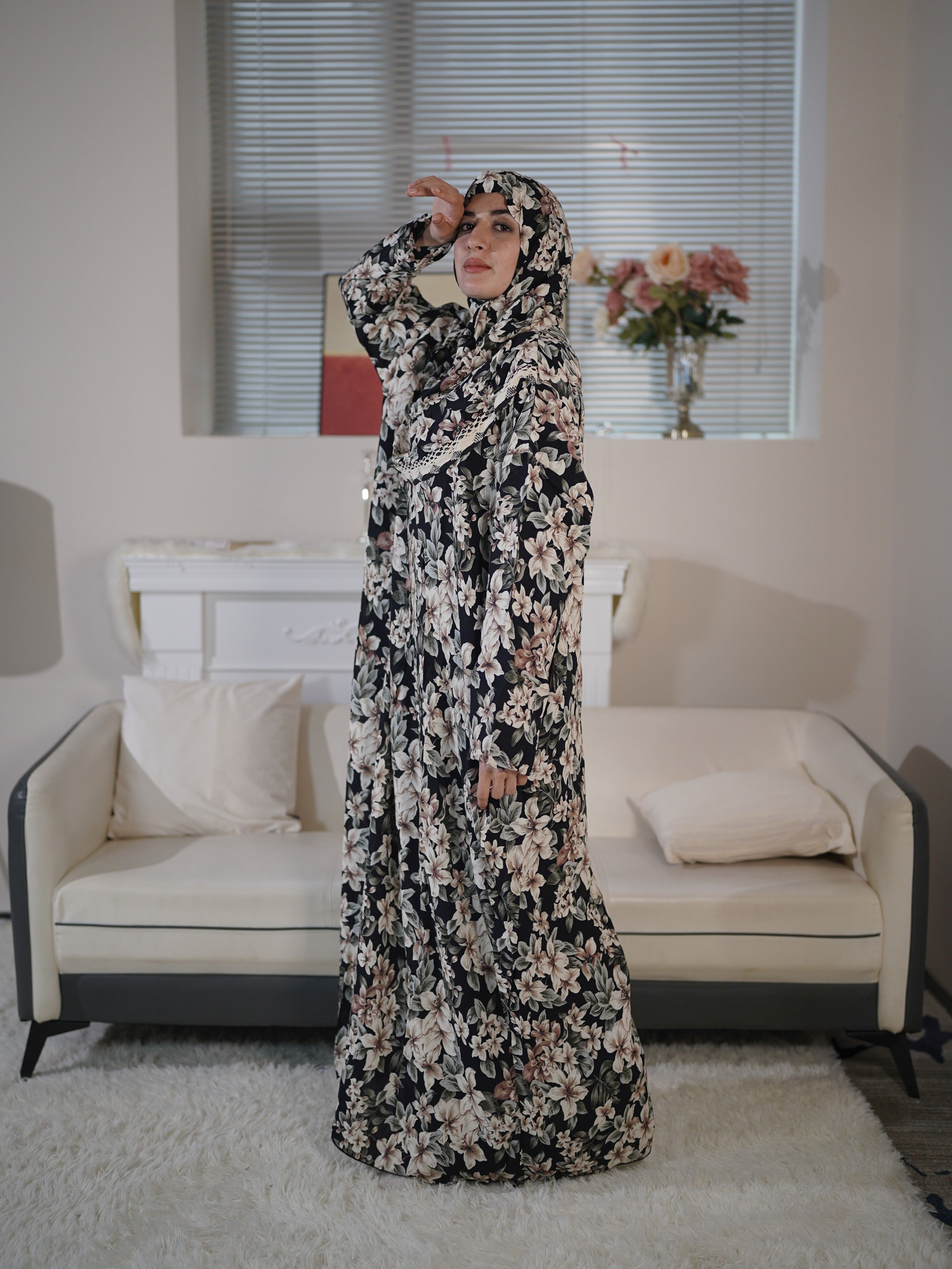 Women's Rayon Hooded Robe with Floral Print, Loose Fit, Lightweight