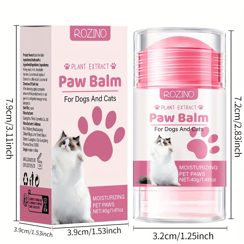 Barra de bálsamo para patas de mascotas para perros y gatos, hidratante, reparadora, calma patas secas, 40 g
