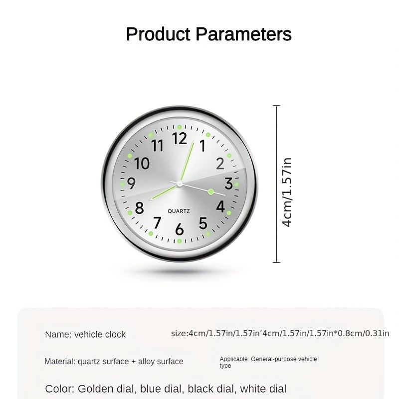 Luxury Car Dashboard Clock Glow-in-the-Dark Analog Mini Quartz Timepiece for High-End Vehicles