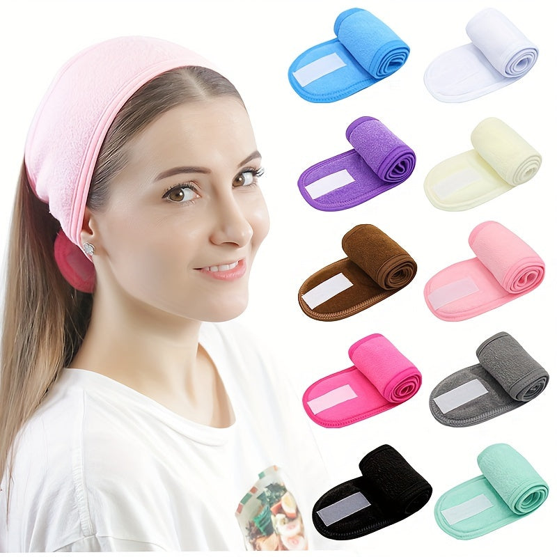 Unisex Coral Fleece Facial Headband Adjustable Hair Wrap for Face Wash and Shower