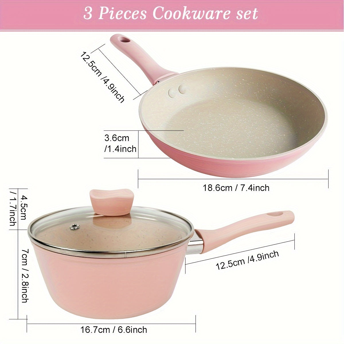 Qovurilgan idishlar to'plami, omlet panlari, qovurilgan panlar va souslar uchun alüminiy, idish-tovoq mos