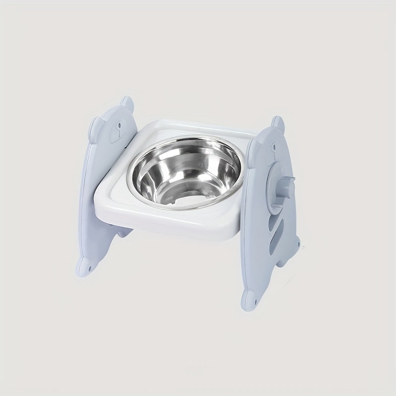 Stainless Steel Cat Feeding Station with Adjustable Tilted Bowls and Water Dish