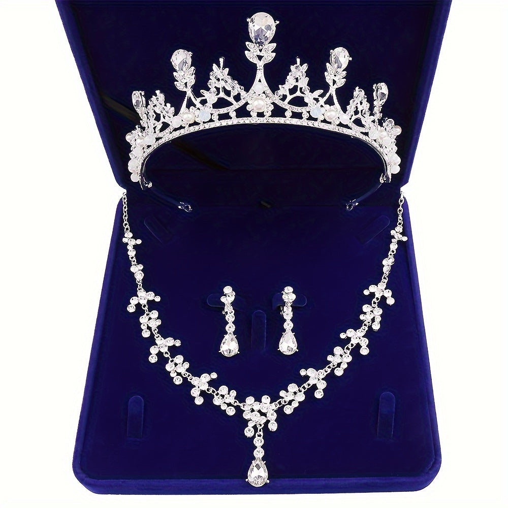 Ayollar uchun to'y sovg'asi sifatida taxtli taqinchoq va sirenli taqinchoq bilan rhinestone zargarlik to'plami