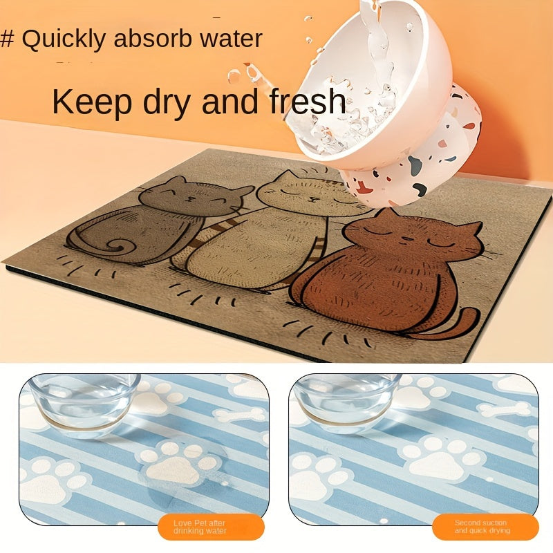 Cute Cat and Dog Pet Placemat Polyester Easy to Clean All Seasons