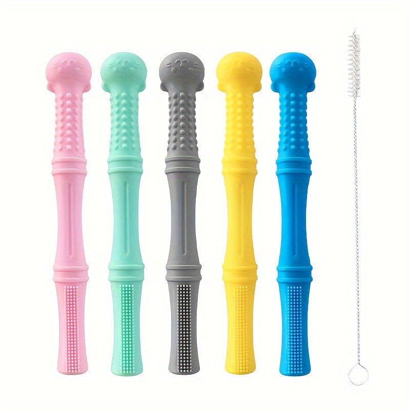 Hollow Silicone Baby Teething Tubes Toys for Infants 6-12 Months Pack of 1-5