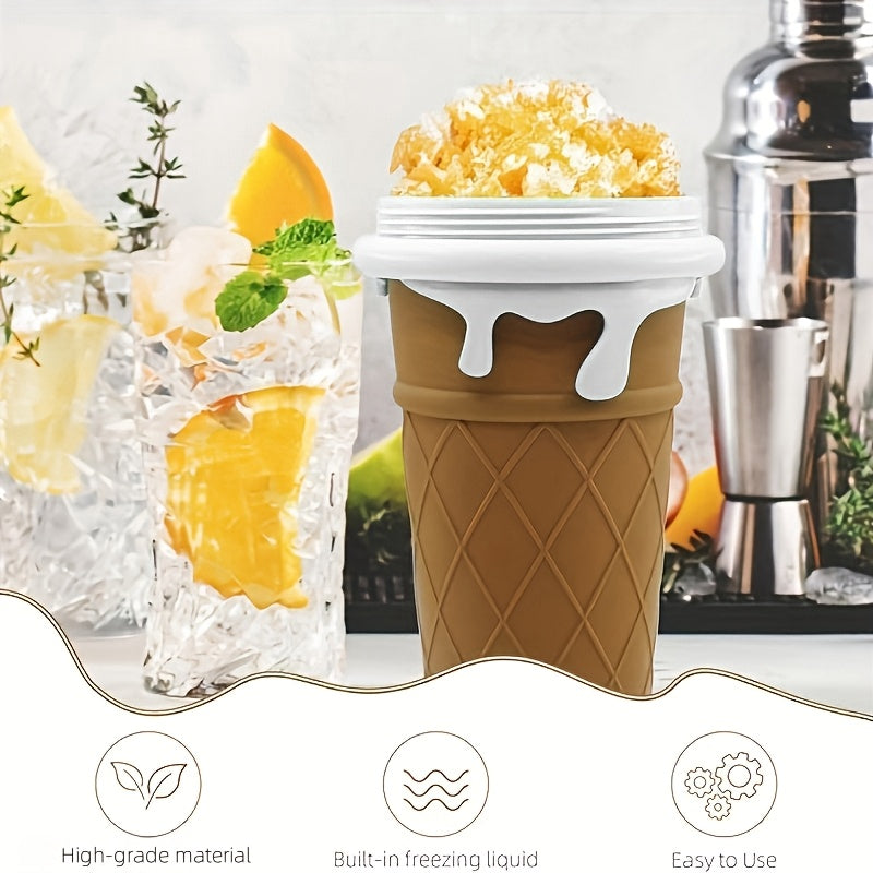Silicone Slushie Maker Cup 16.9oz qopqog' bilan, quvur tozalagich, sharob va muzqaymoq uchun portativ
