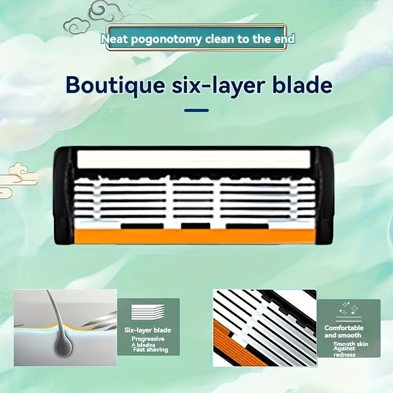 Men's Safety Razor with Curved Blades, Metal Handle for Beard and Mustache Shaving