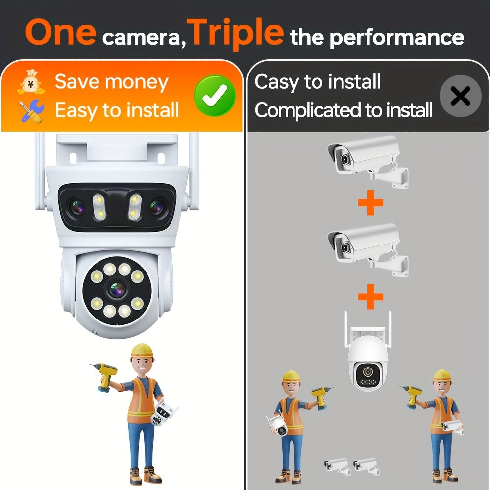 Wireless Security Camera with 360° Pan/Tilt AI Human Detection Night Vision