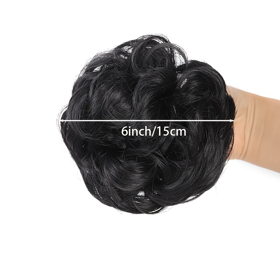 Women’s Messy Bun Hairpiece Beads Curly Wave Claw Clip Extension