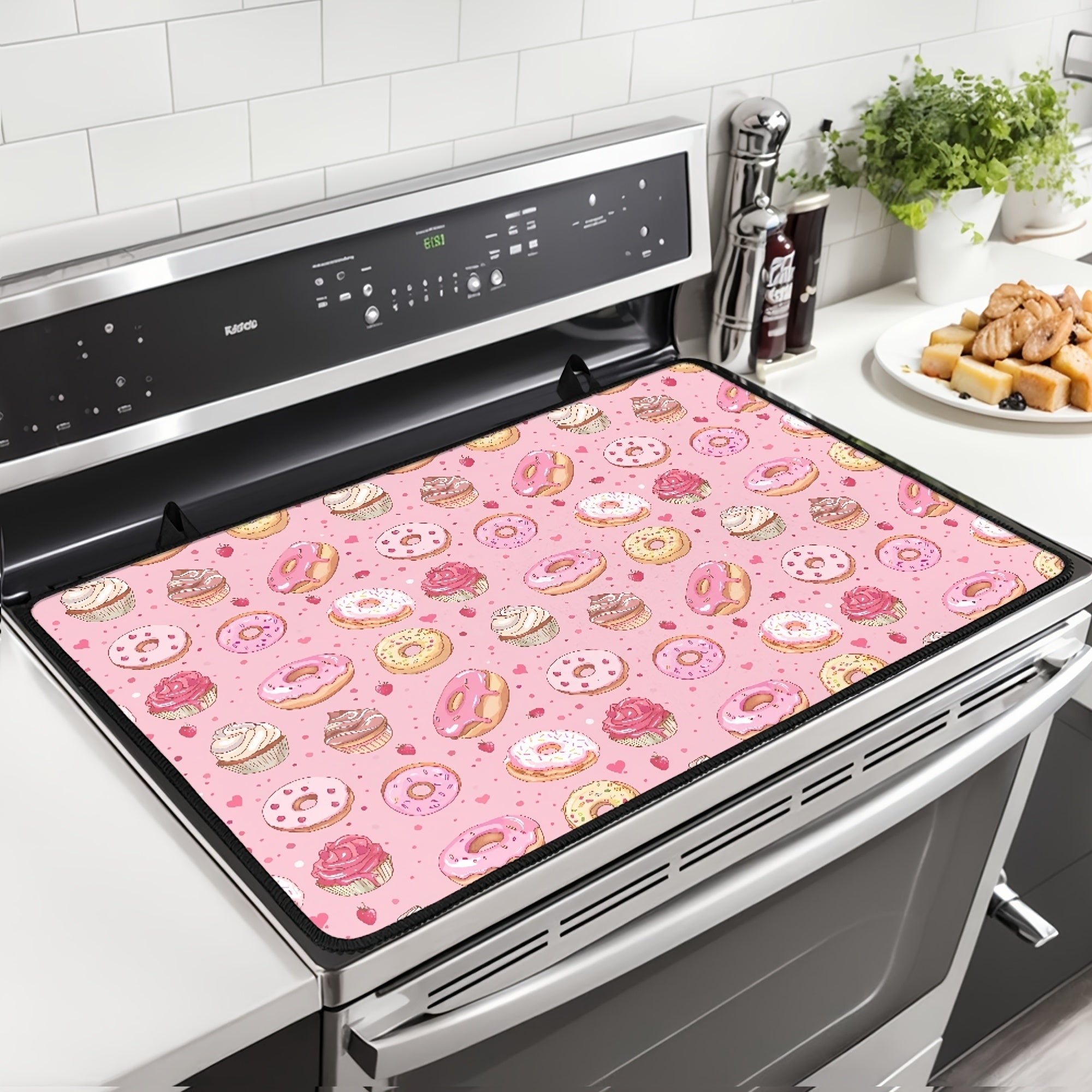 Isitgacha chidamli pechka qopqog'i, donut naqshli, sirg'almas shisha keramik himoya qiluvchi va temir bilan yuvish uchun pad