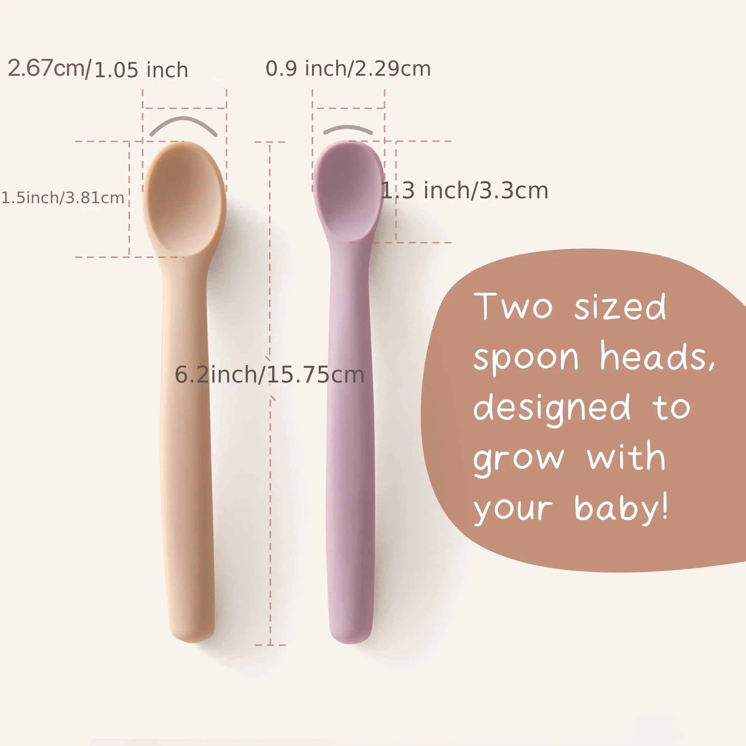 Set of 2 Silicone Feeding Spoons Soft Tips Bendable Durable Chew-Resistant