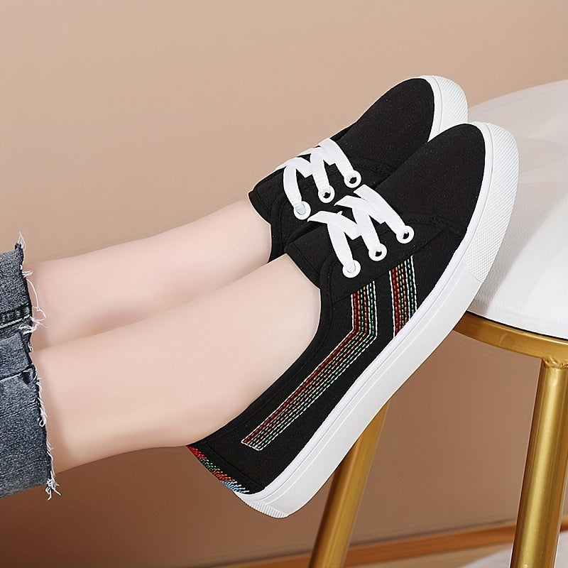 Women's Flat Fabric Shoes Casual Sneakers White Slip-On Versatile