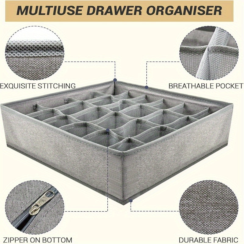 Polyester Drawer Organizer with Partitions for Socks Underwear and Ties
