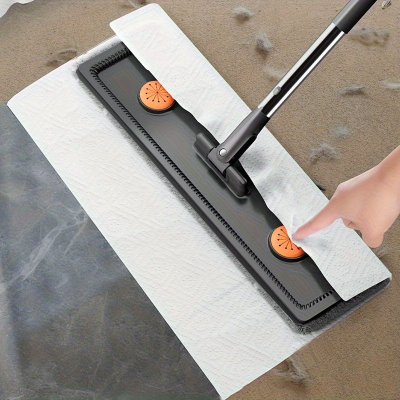 Qo'l bilan tozalashsiz tekis mopu to'plami: Kleyka bilan yopishtiriladigan mop va chelak, plitkalar, marmar, yog'och pollari va shisha yuzalarini ho'l va quruq tozalash uchun.