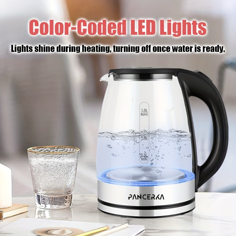 1.8L Electric Kettle Borosilicate Glass 1500W Auto Shut-Off Cool Touch
