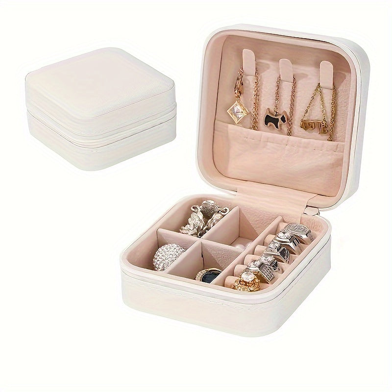 Double Layer Jewelry Organizer with Suede Finish, Necklace Hooks, Large Capacity