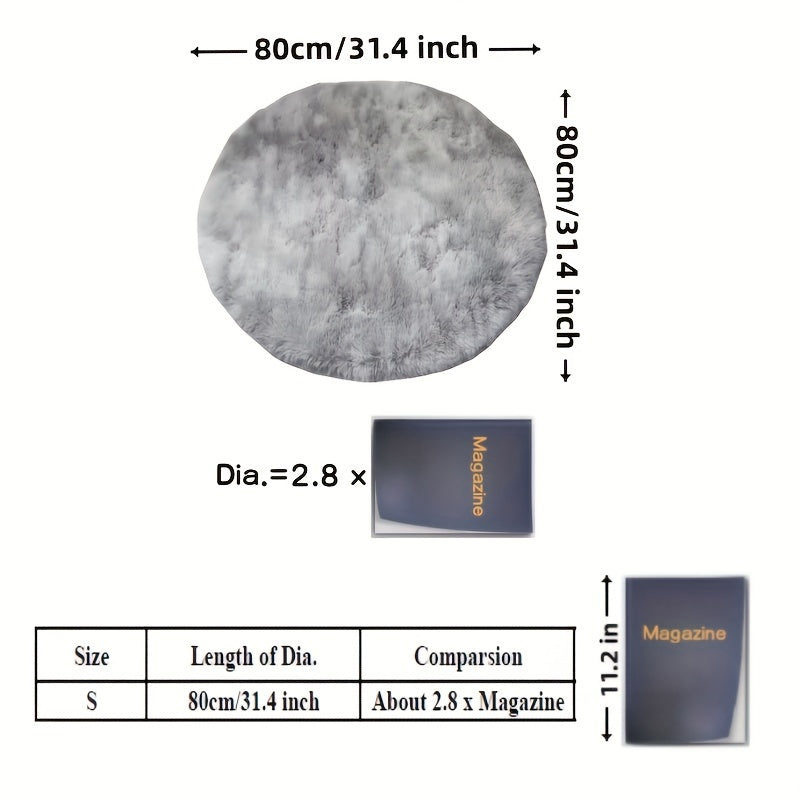 Ultra-Soft Plush Round Floor Mat Non-Slip Machine Washable Light Grey Black Grey