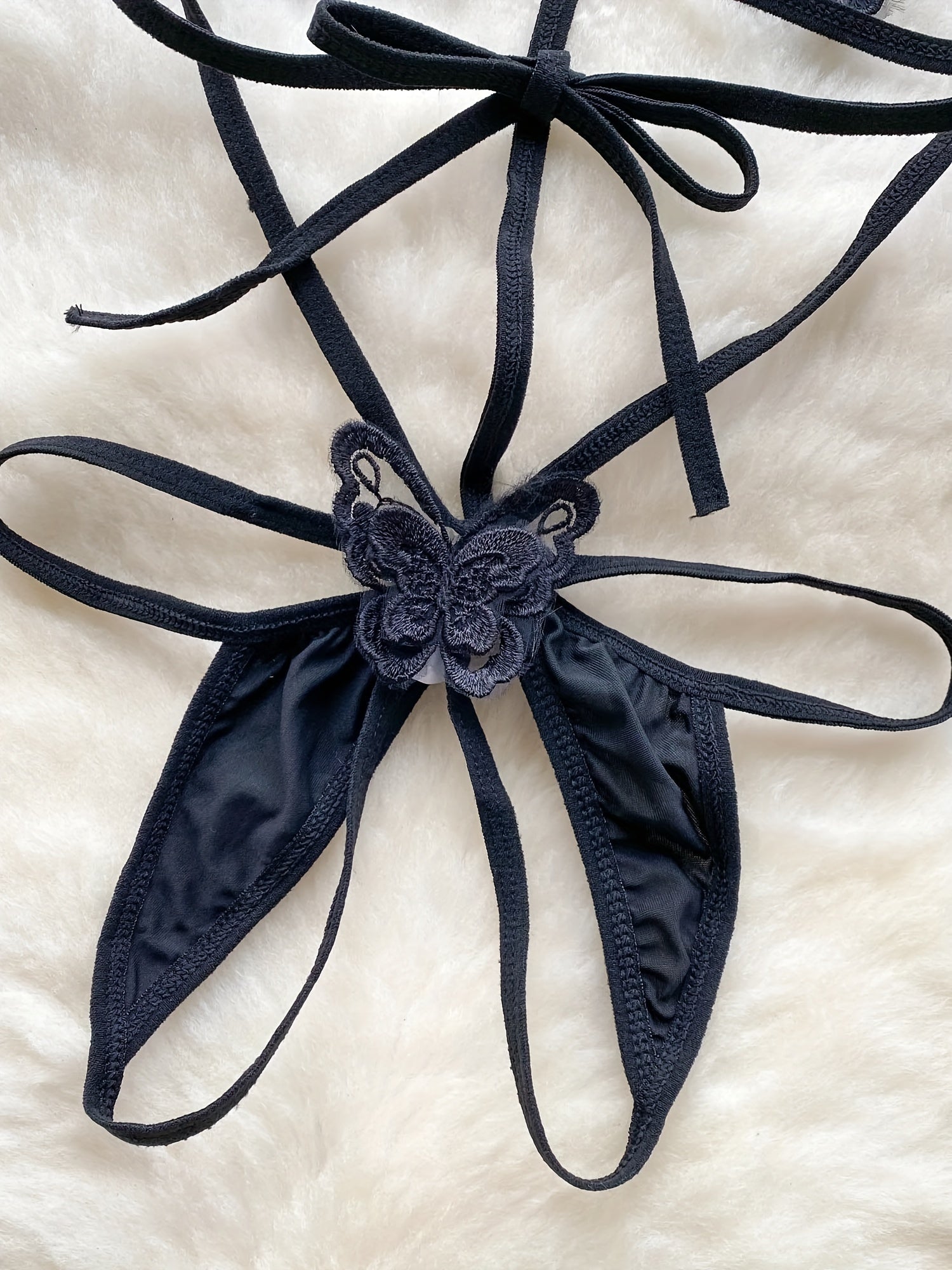 Women's Lingerie Set Halter Teddy with Butterfly Patch and Open Crotch