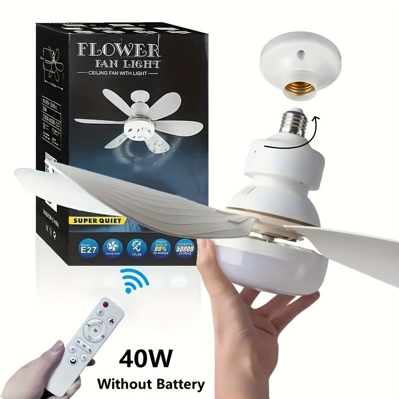30W Smart Ceiling Fan with Light E27 Dimmable 3-Color Remote Control Quiet Modern