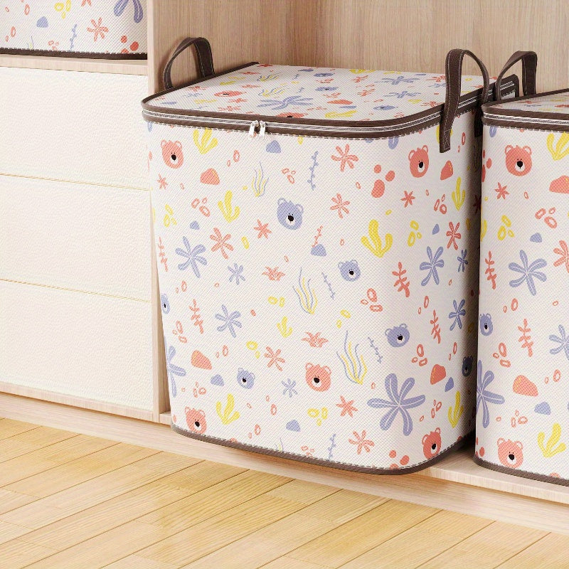 Cubo de almacenamiento de polipropileno impermeable con cierre de pestillo, organizador plegable para ropa y mantas, gran capacidad, almacenamiento bajo la cama