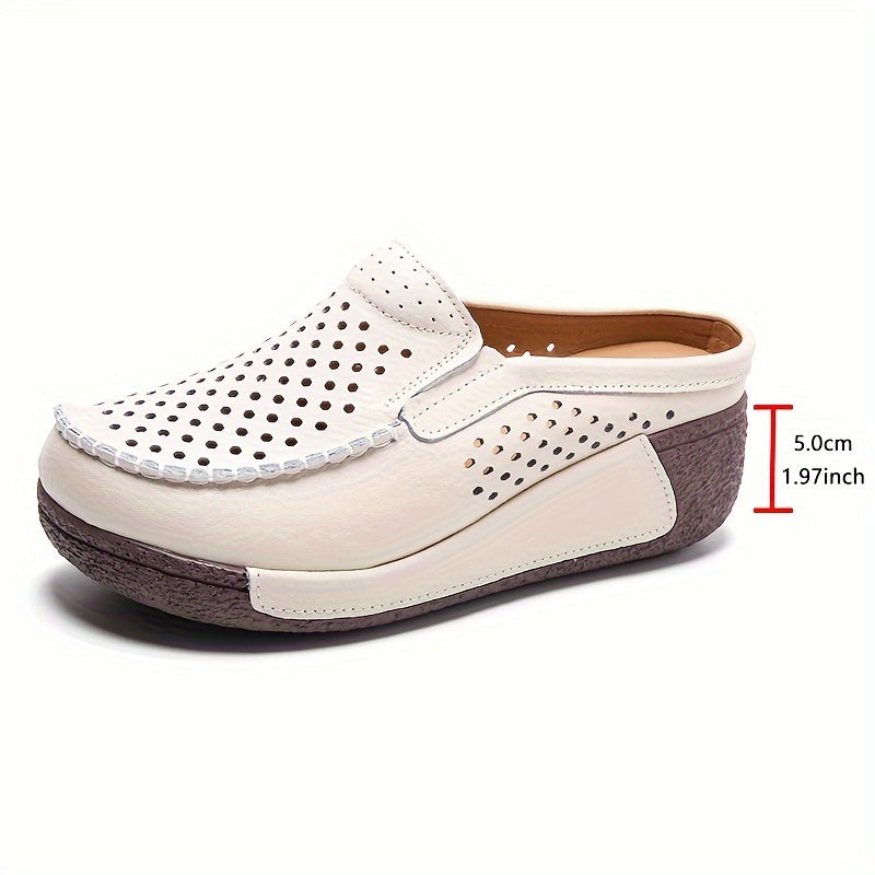 Women's Mesh Clogs Platform Slip-On Shoes Breathable Solid Color