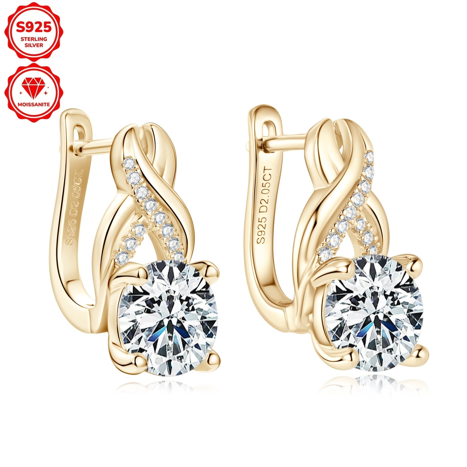Women’s Moissanite Earrings 8mm Round Silver Jewelry for Weddings and Parties