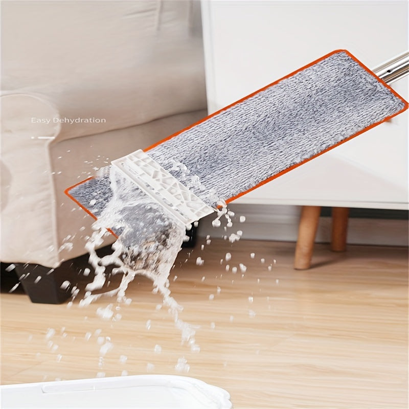 Flat Mop for Home Use, Rotating Design, Water Absorbing, Stainless Steel Pole