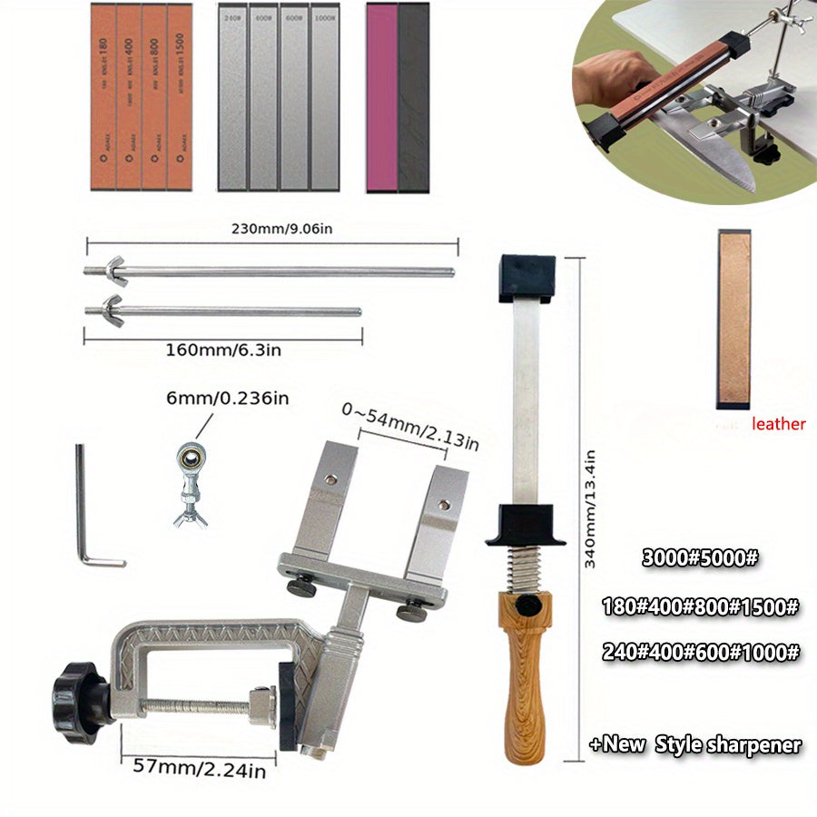 Keski qattiqlash uchun sozlanadigan burchakli ko'p bosqichli maydalash va silliqlash to'plami bilan pichoqni shimgich qilish tizimi