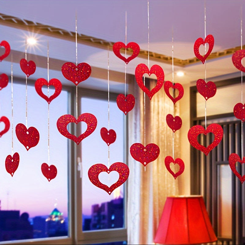 200 Red Heart Sequin Hanging Decorations for Valentine's Day Weddings Parties