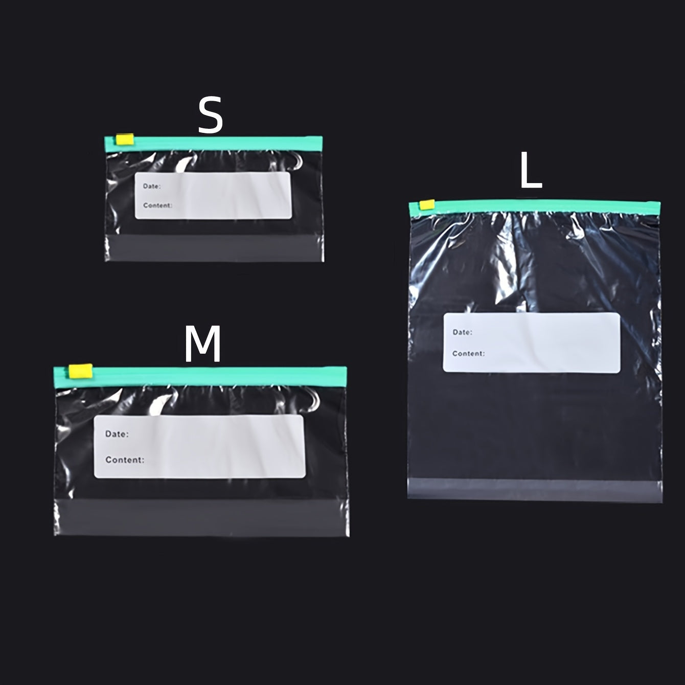 10 Transparent PE Storage Bags with Sliding Rope Seal for Food Refrigerator Freezer