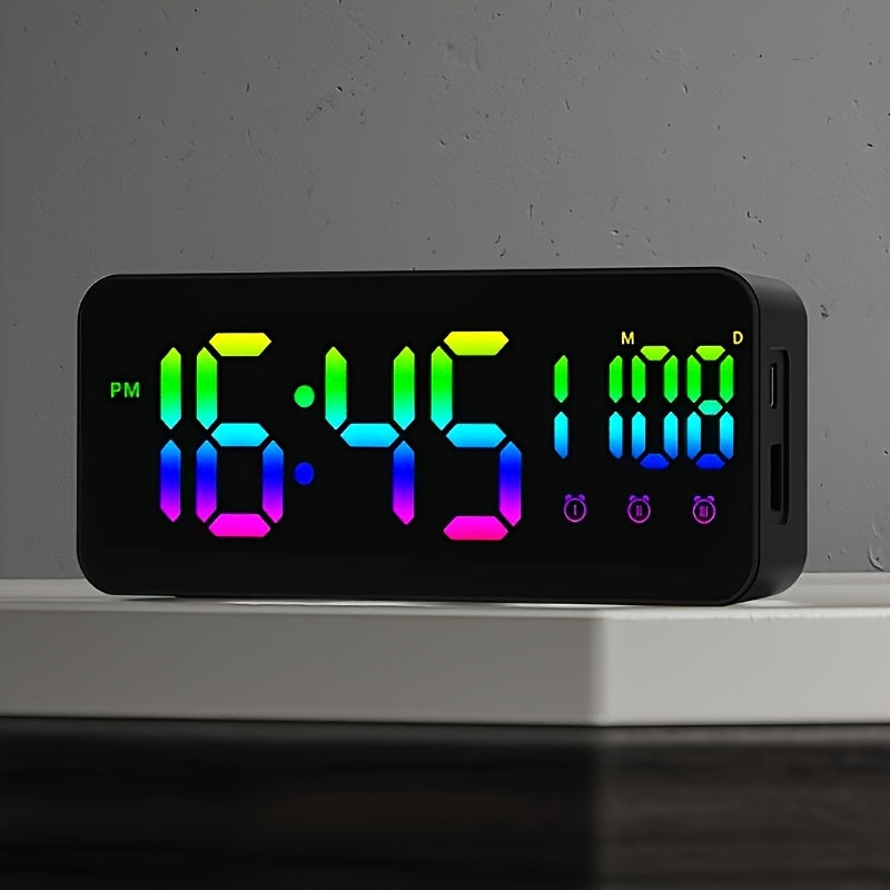 LED Clock with Smart Alarm and Mirror Design for Home Decor