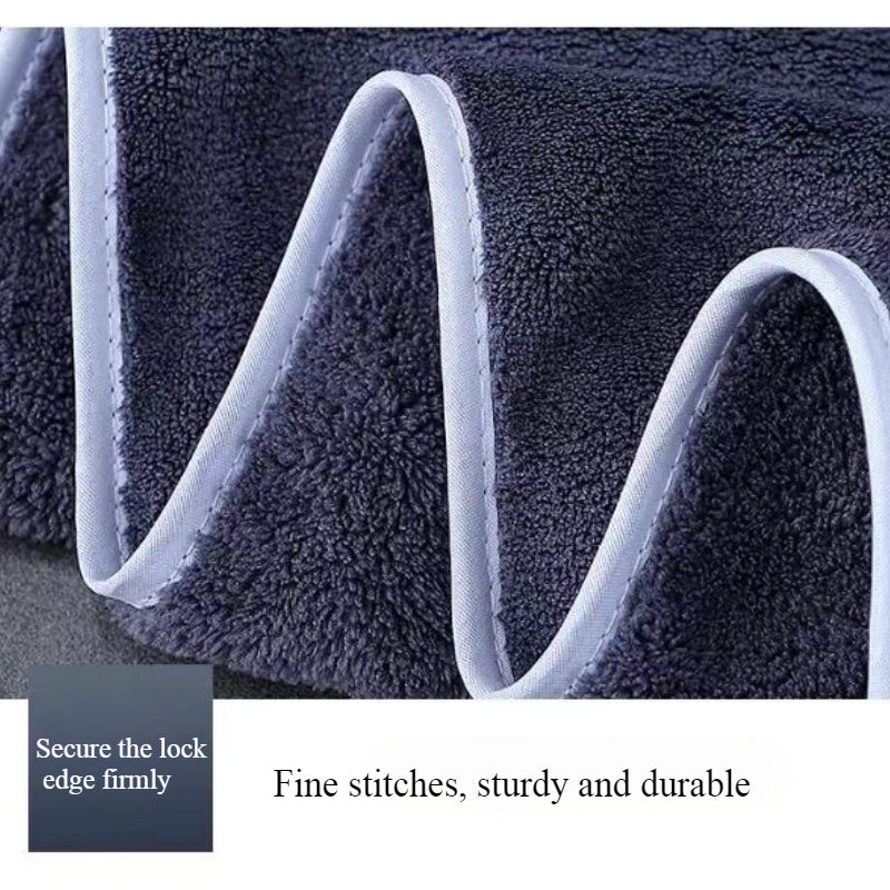 Set of 3 Large Microfiber Bathroom Face Towels Quick-Dry Ultra-Soft Absorbent Blue White Dark Teal