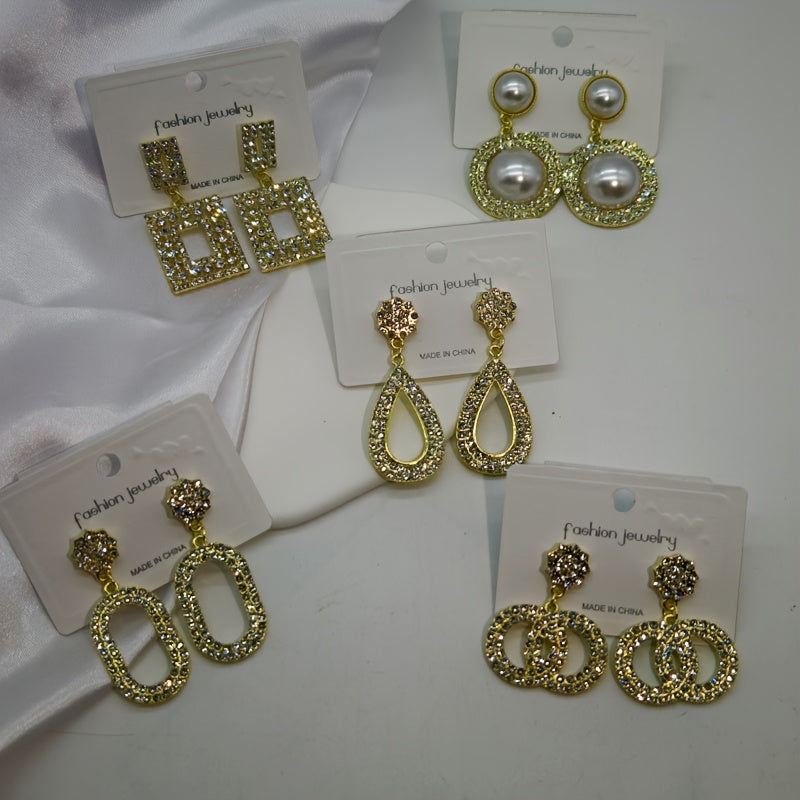 To'rt juft porloq rhinestone osma quloq uzuklaridan iborat hashamatli sovg'a to'plami