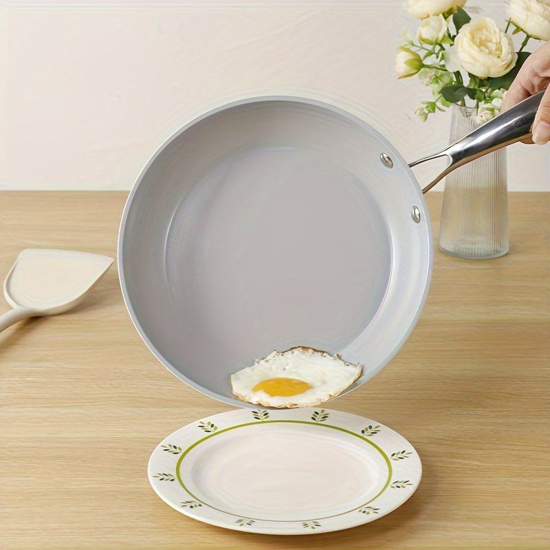 White Ceramic Wok Frying Pan Non-Stick Pressure-Proof Suitable for Gas and Induction Stoves