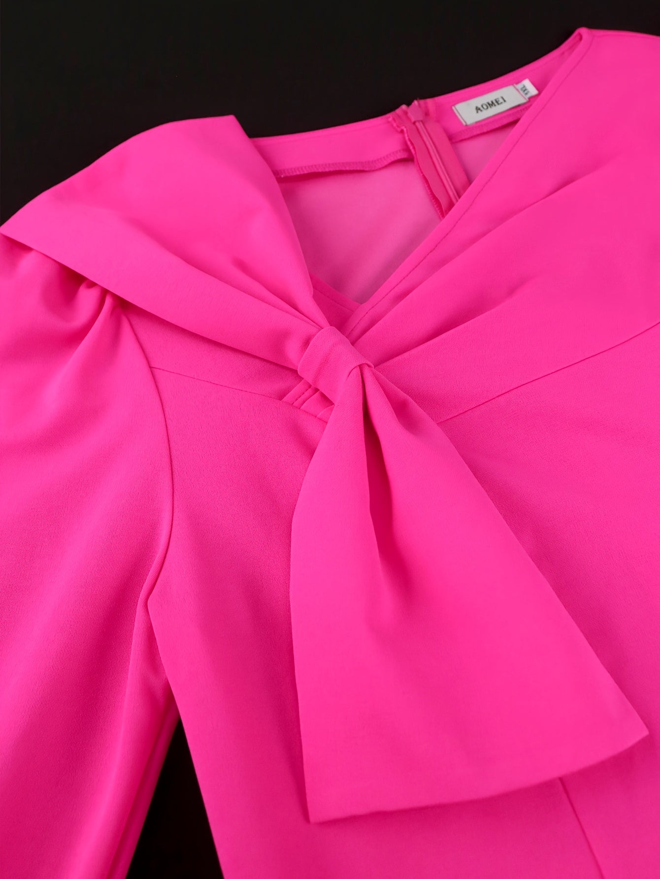 Women's Midi Dress Polyester A-Line V-Neck Bow Detail Long Sleeve All-Season