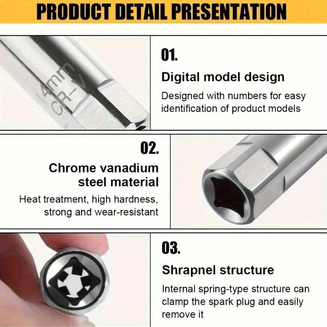 Universal Steel 2-in-1 Magnetic Spark Plug Socket Wrench 14mm 16mm