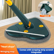 Bir parcha uchburchak mop, o'z-o'zidan buriladigan texnologiya, qo'l bilan yuvish shart emas, ichki qirqish, 360 daraja aylanish, yashash xonasi, yotoqxona, hammom, hojatxona va oshxona uchun ideal - Plastikdan tayyorlangan