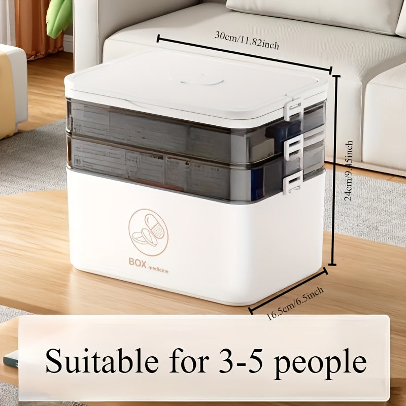 Waterproof Multi-Layer Plastic Medicine Storage Box with Snap Closure