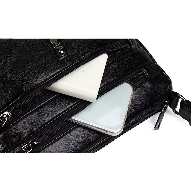 Multi-Layer Crossbody Shoulder Bag with Zipper Details for Women