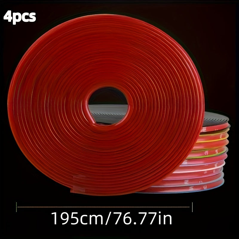 4pcs Car Wheel Hub Decorative Trim Anti-Scratch Tire Protection Strips Rubber