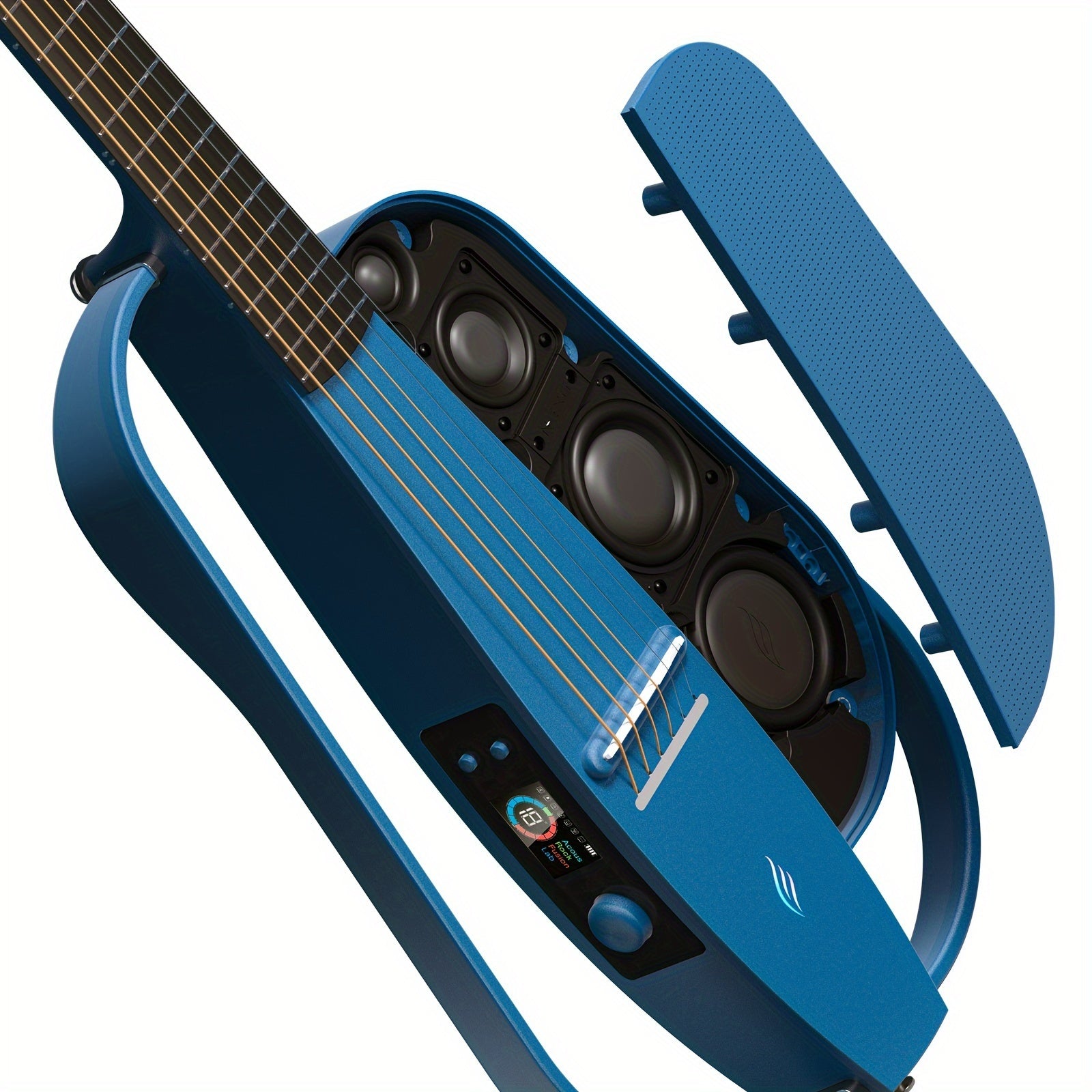 Carbon Fiber Travel Guitar 20 Frets Electric Acoustic Blue 96.52cm Wireless Speaker
