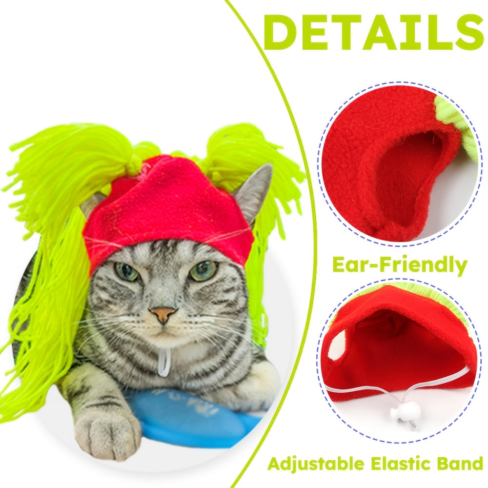 Uy hayvonlari soch to'plari qopqog'i, ikki qirrali mop bosh, yashil va qizil, kulgili va yoqimli